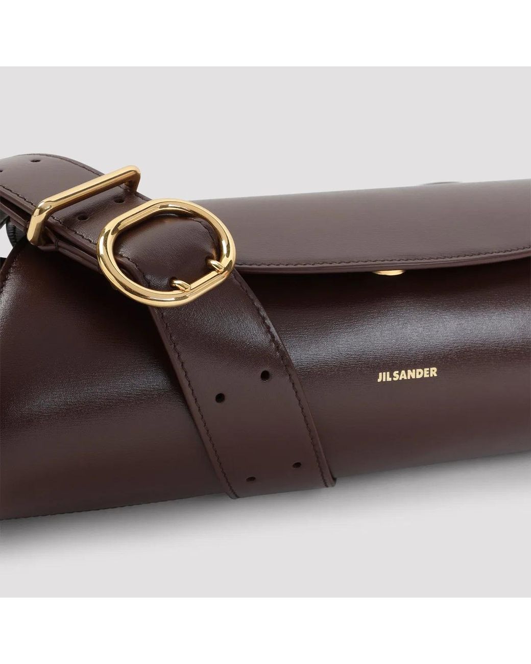 Jil Sander Brown Dark Heart Leather Cannolo Bag