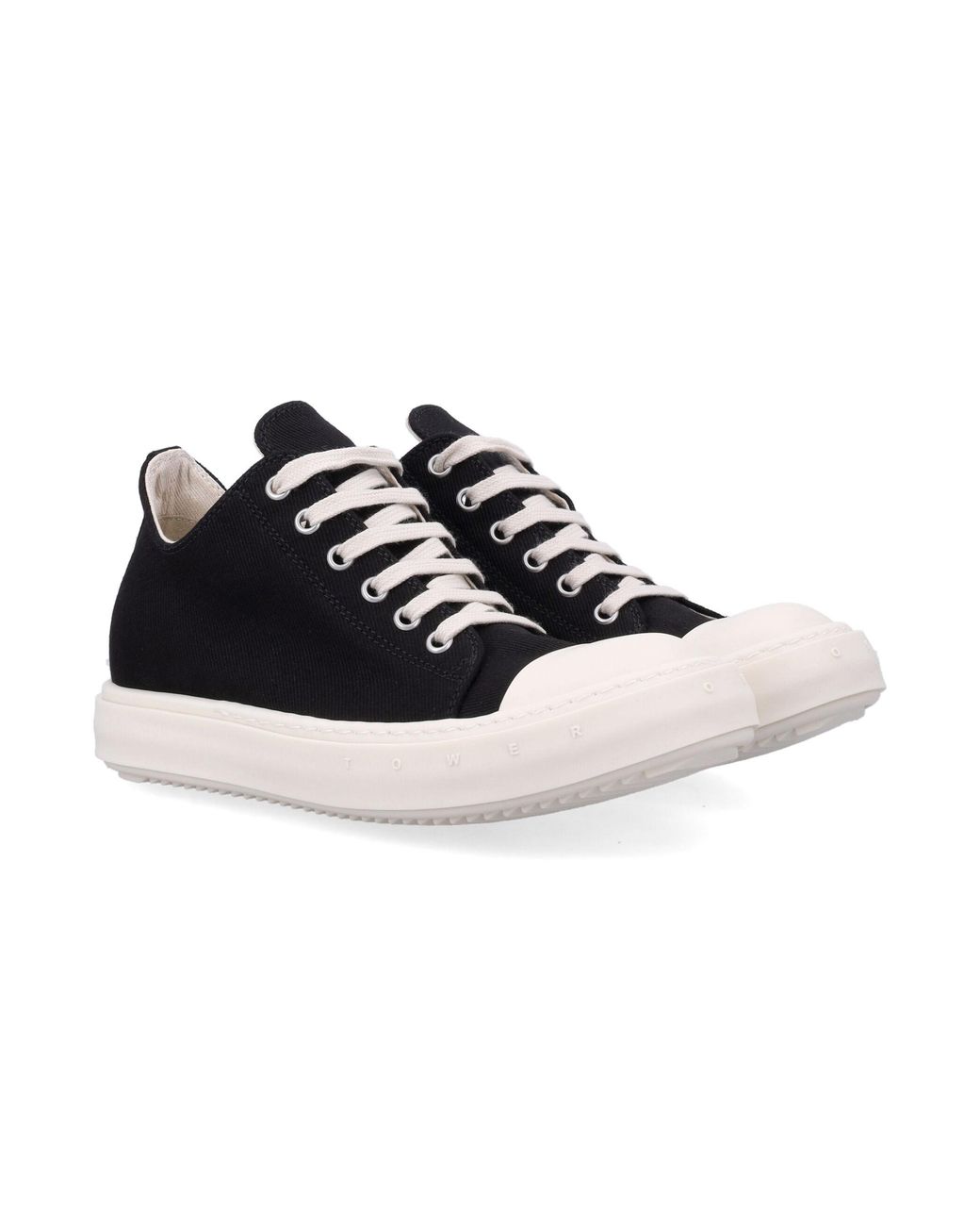 Rick Owens Black Low-Top Platform Canvas Sneakers