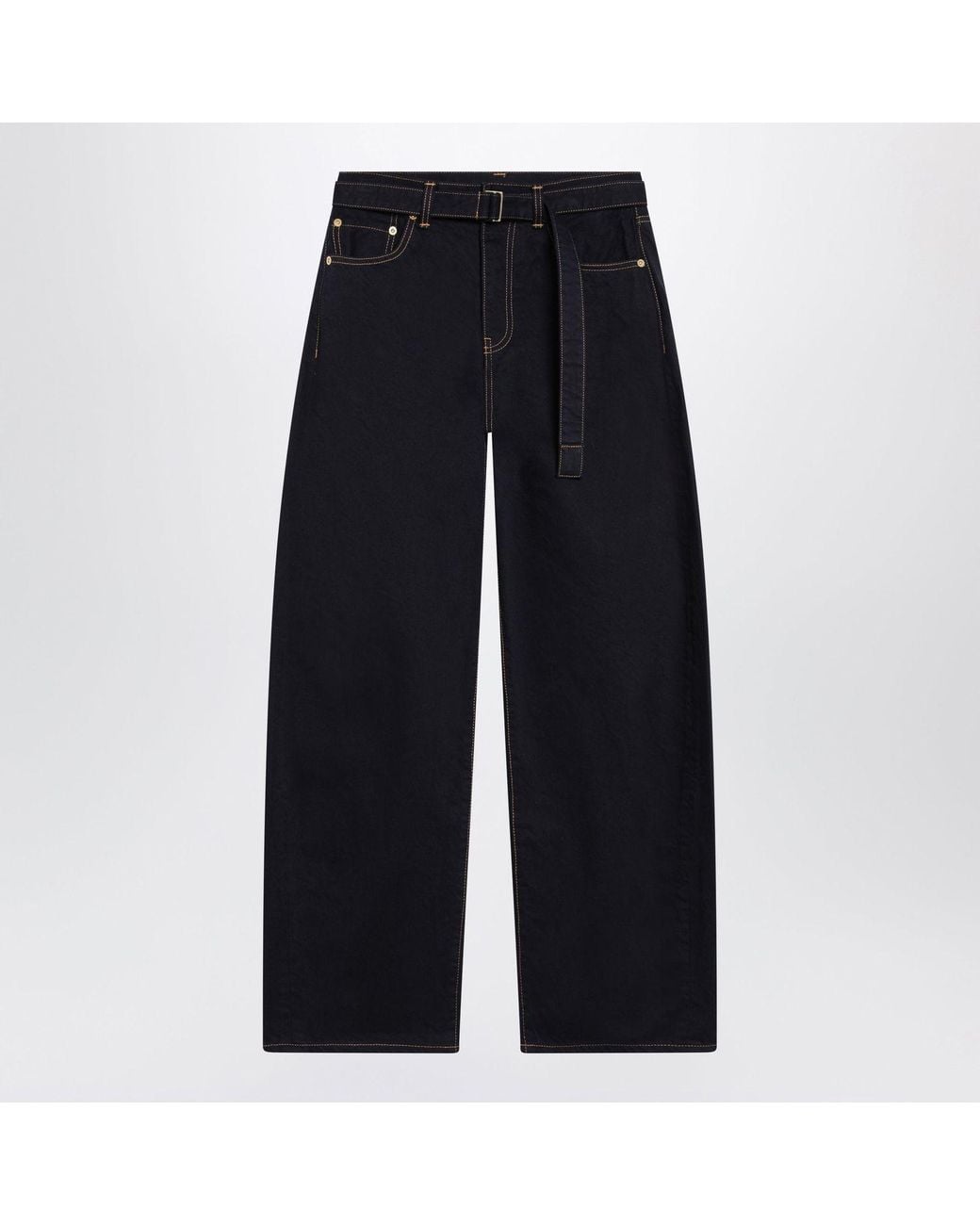 Sacai Blue Highwaisted Cotton Barrel Jeans