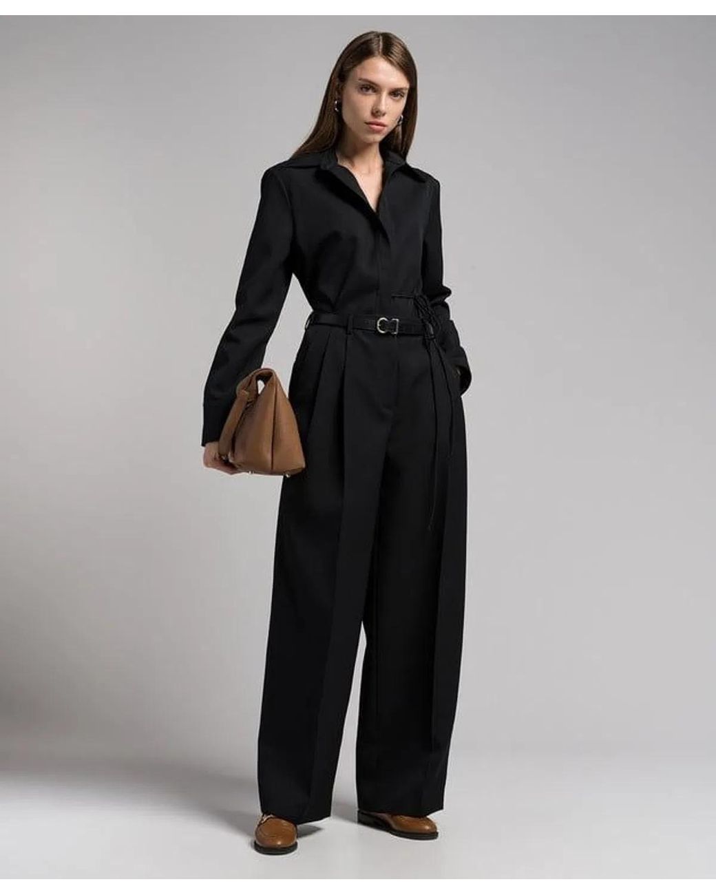 Jil Sander Blue Long Relaxed Wide Leg Pleated Pant