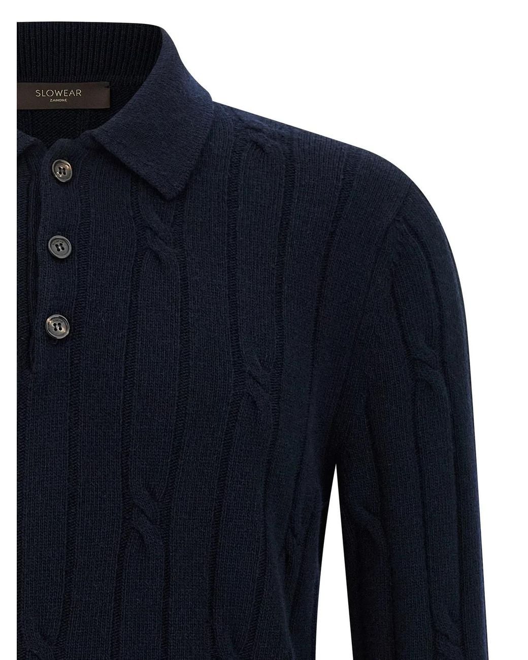 Zanone Blue Cashmere Polo Shirt for men