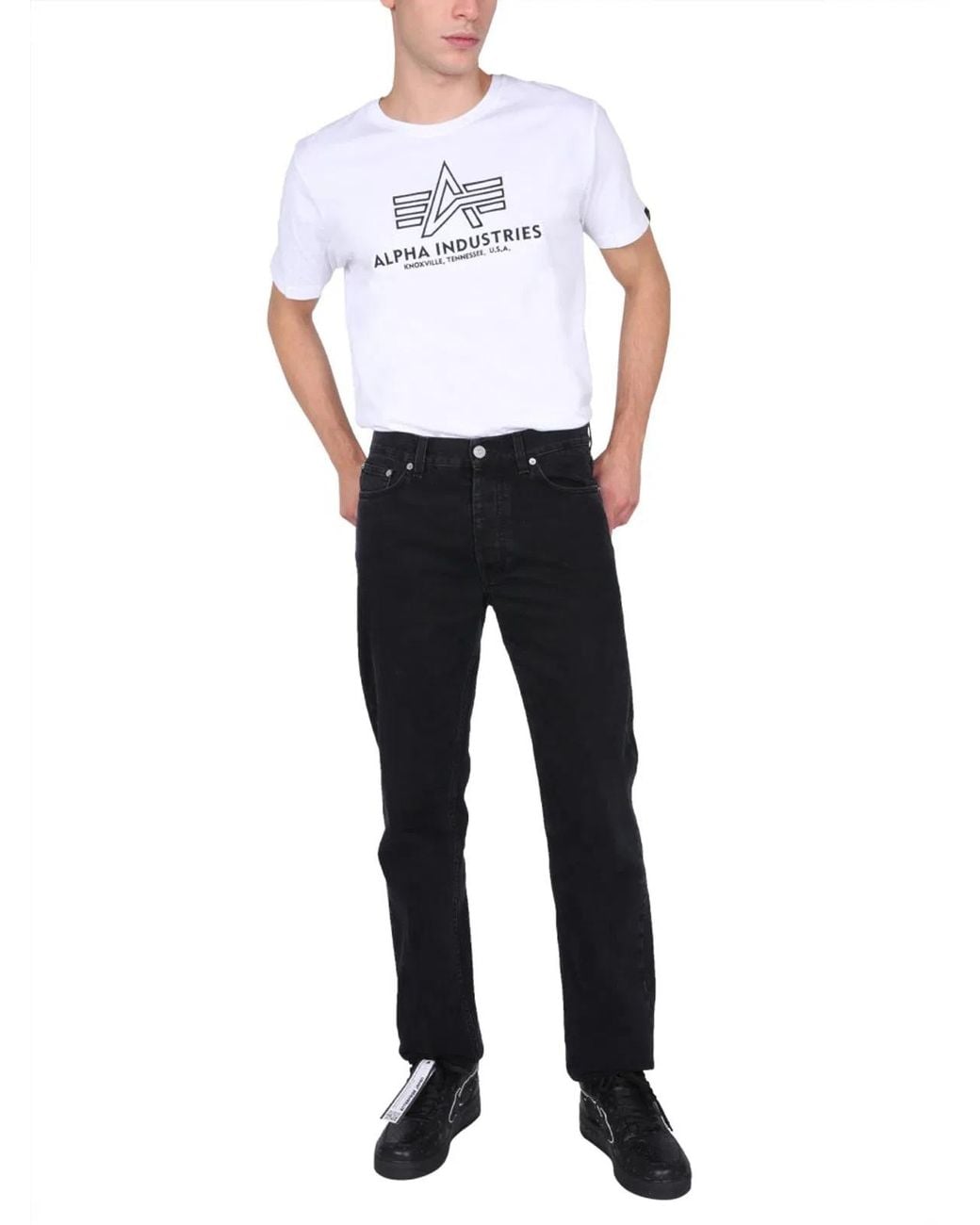 Alpha Industries White T Shirt With Embroidered Logo for men