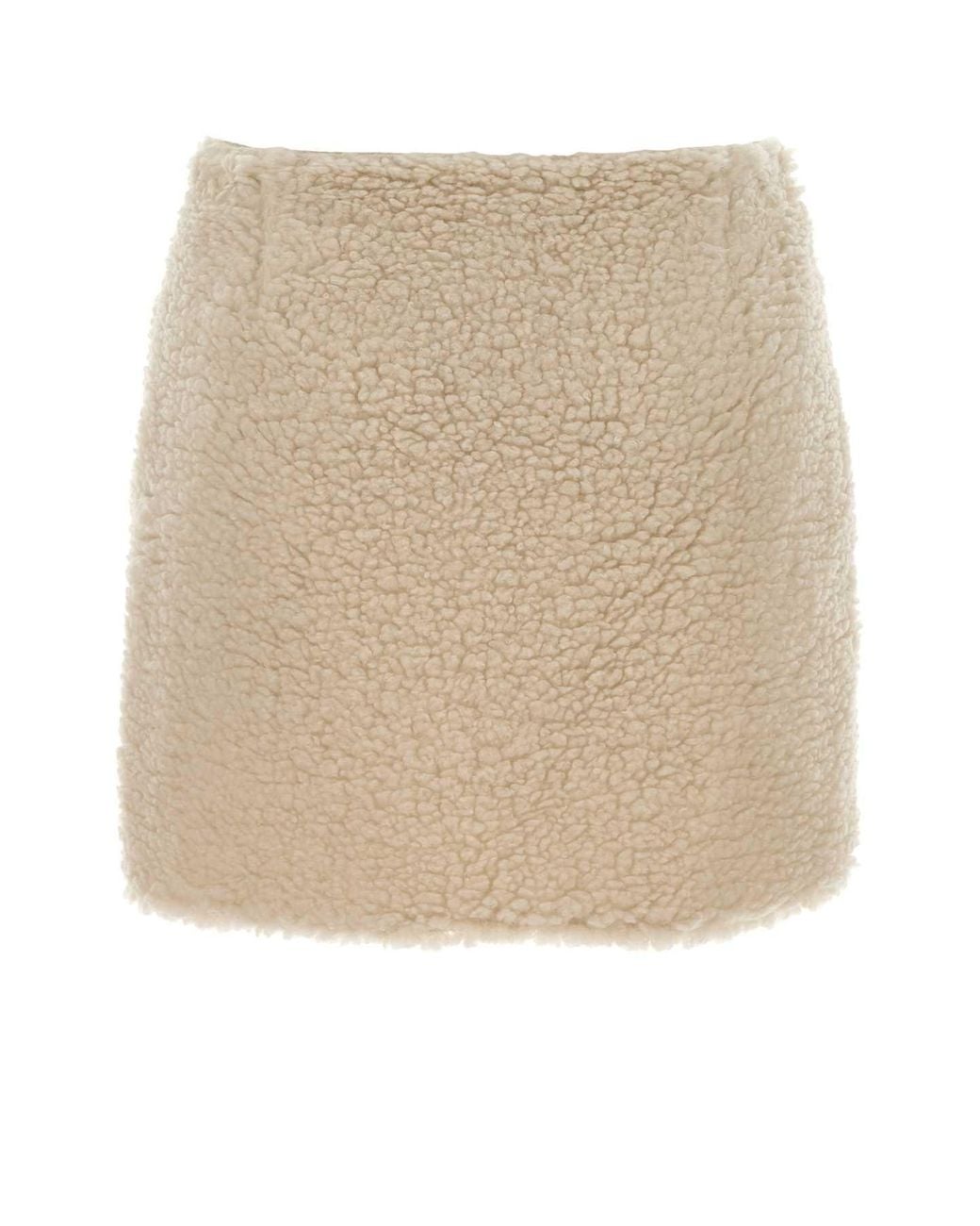 Moncler Natural Ivory Teddy Fabric Mini Skirt