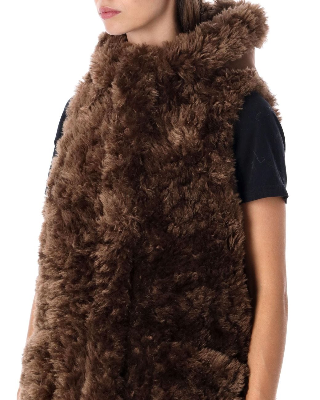 Urbancode Brown Hooded Vest Fur
