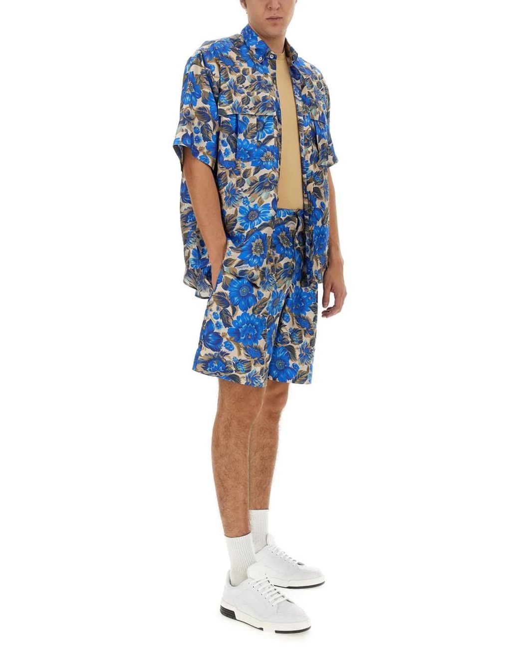 Moschino Couture Blue Short All Over Flower for men