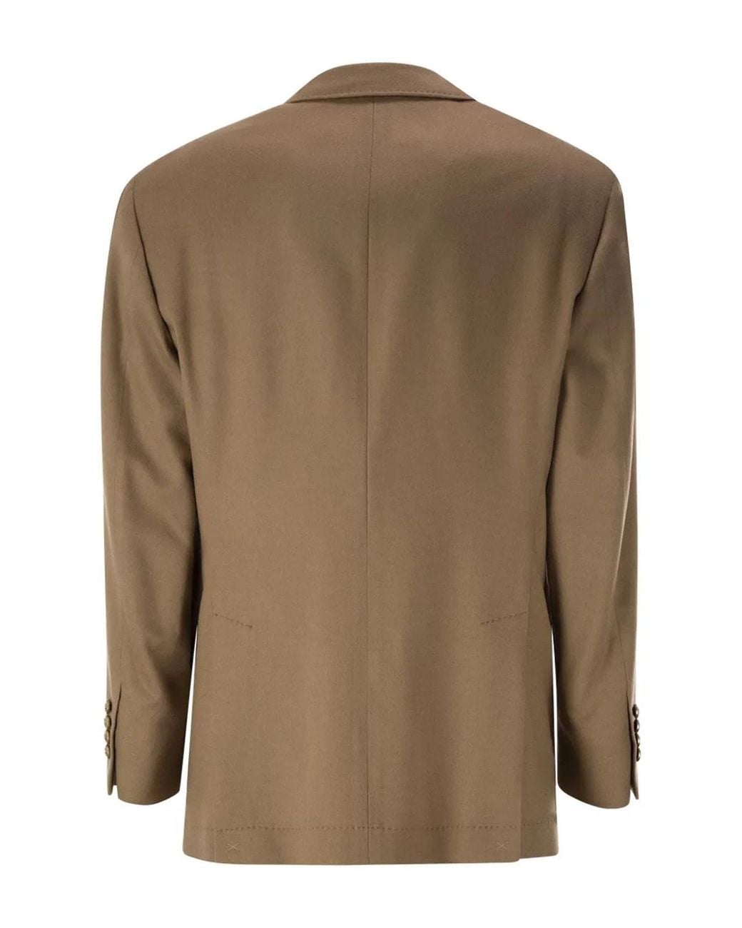 Brunello Cucinelli Brown Double-Breasted Pure Hair Blazer With-Tone Buttons for men