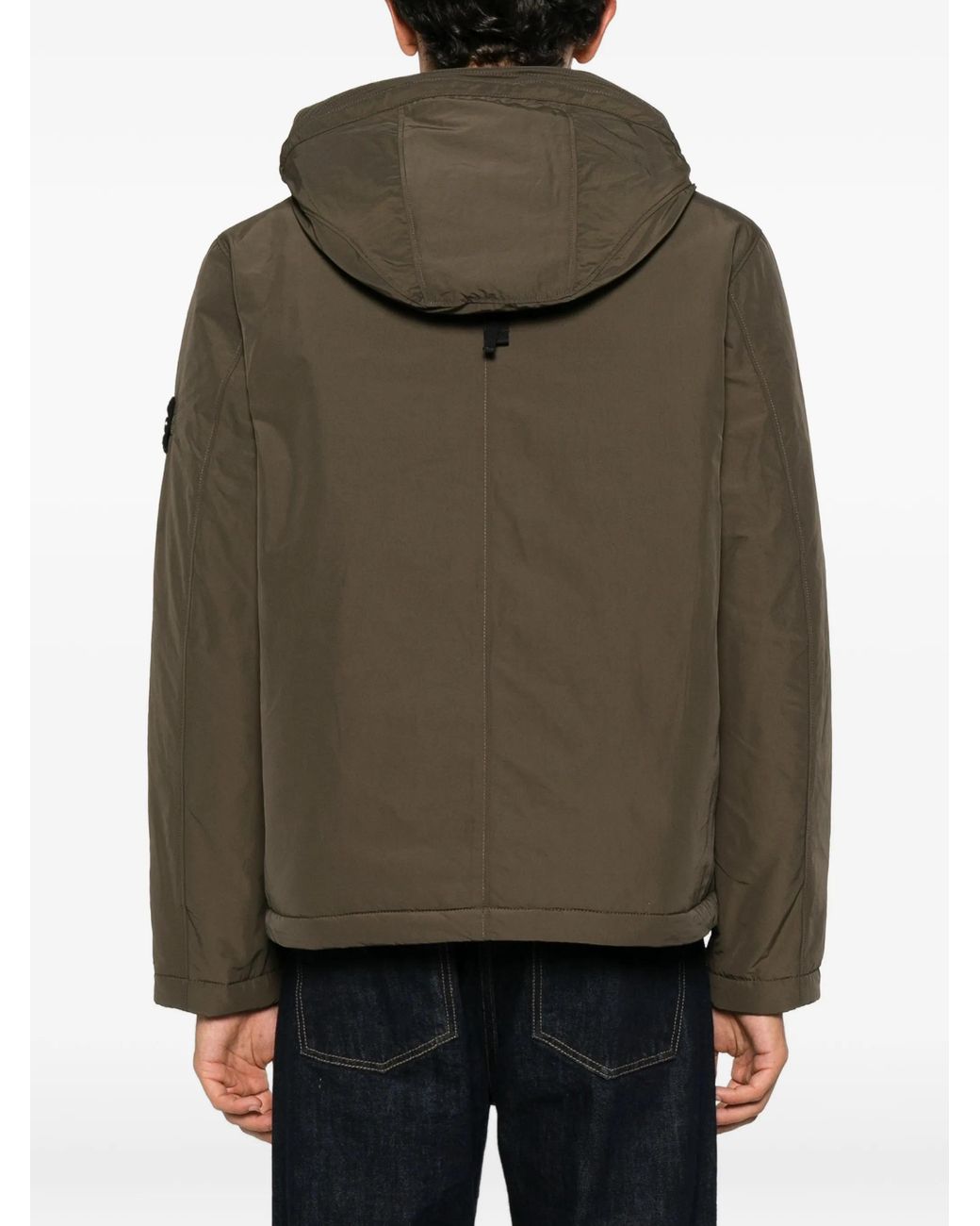 Stone Island Brown Micro Reps Hooded Down Jacket for men