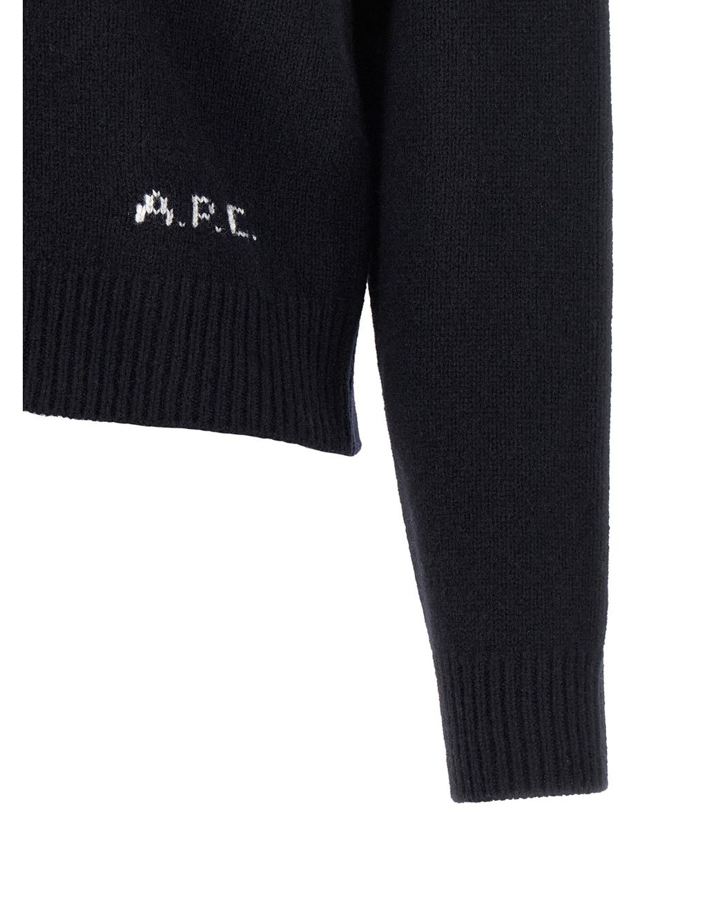 A.P.C. Blue Lila' Wool Cardigan With Logo Intarsia