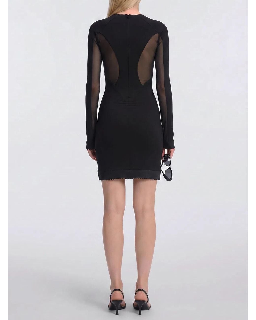 The Attico Black Mini Dress With Tulle Inserts