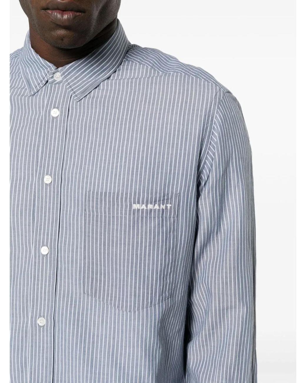 Isabel Marant Blue Striped Cotton Shirt for men