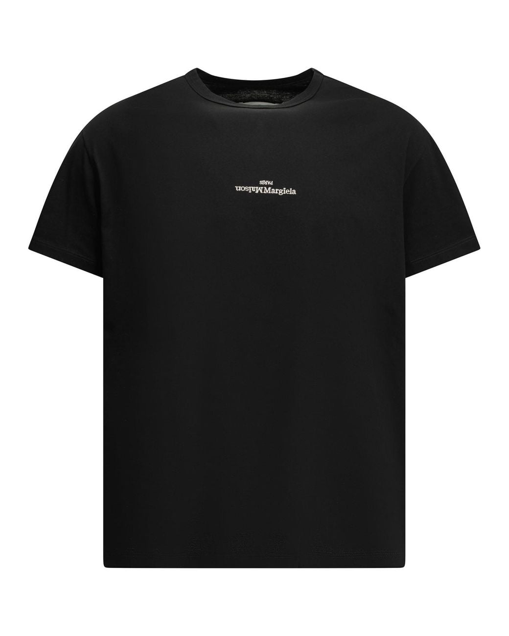 Maison Margiela Black Crewneck T-Shirt With Logo for men