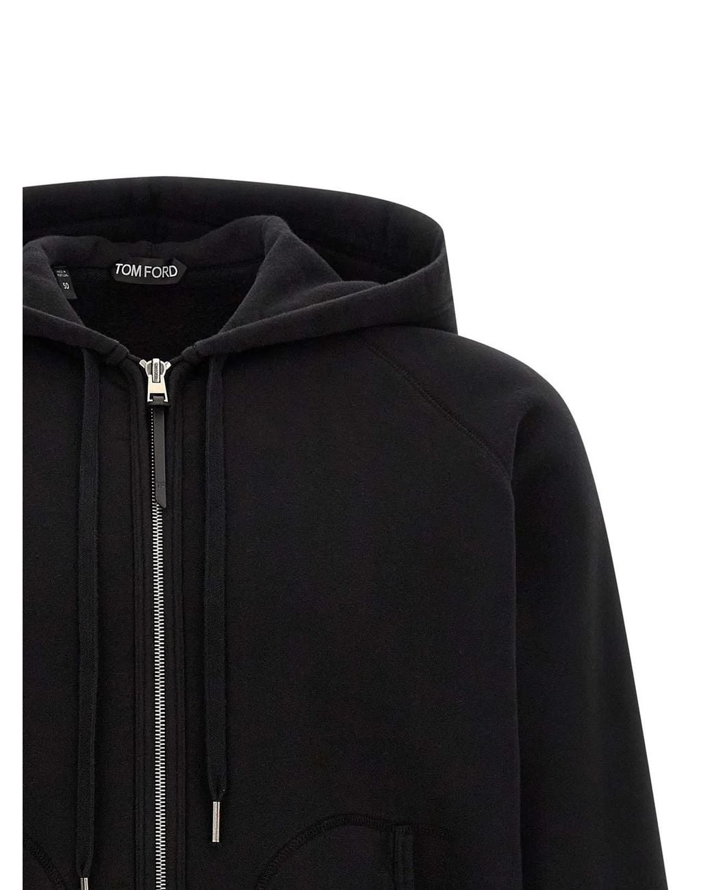 Tom Ford Black Cotton Fleece-Lined Hoodie for men