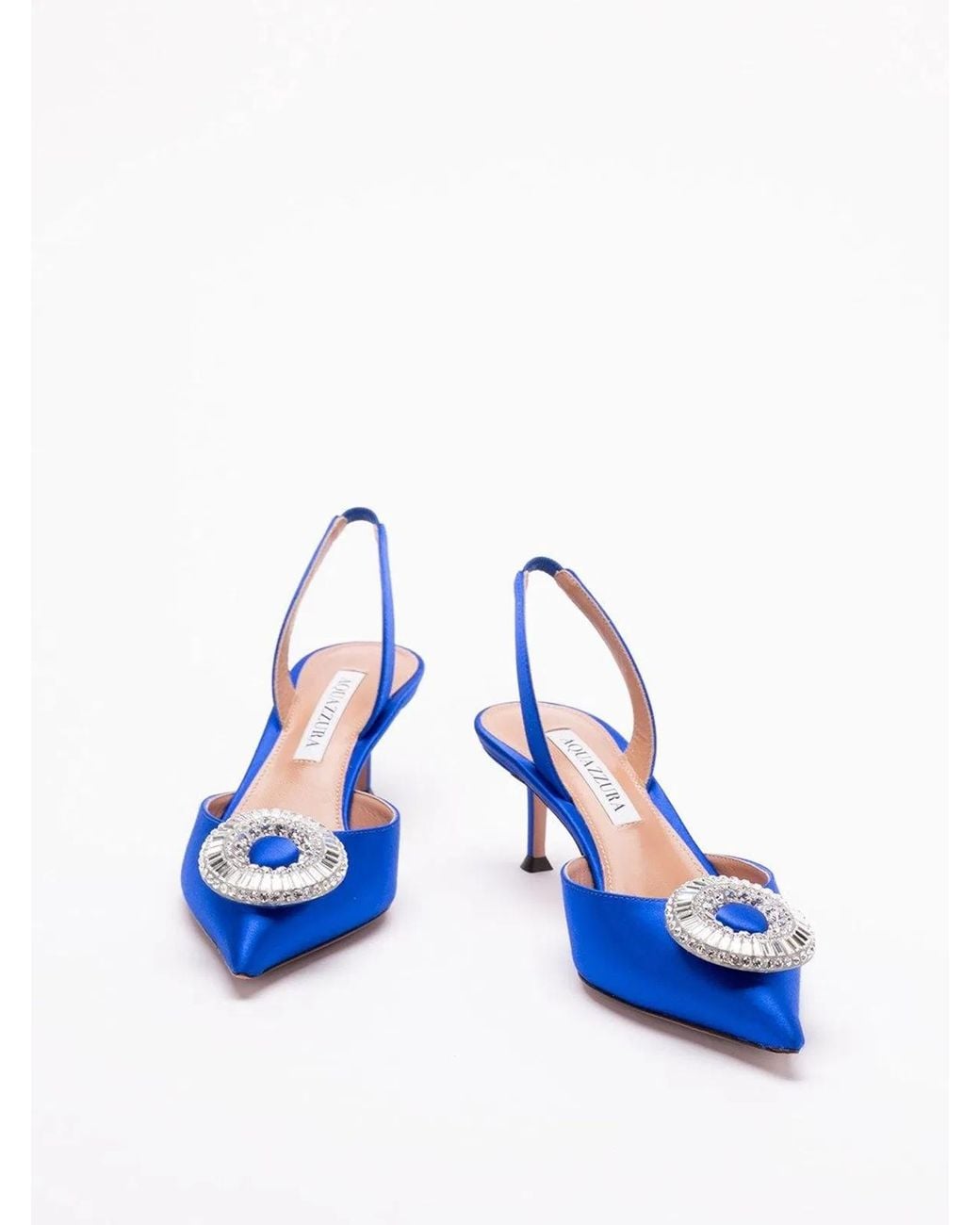 Aquazzura Blue Crystal Hoop Sling 50