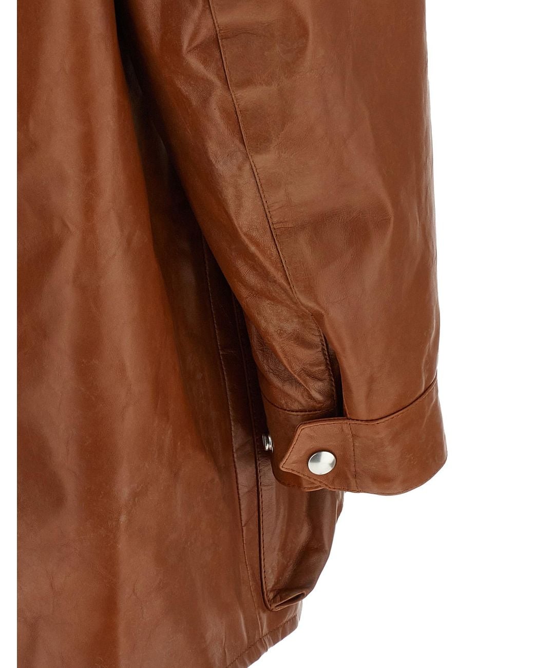 Prada Brown Solid Band Collar Jacket