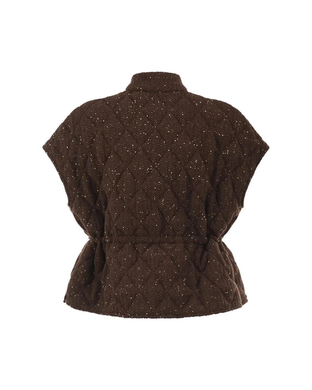 Fabiana Filippi Brown Quilted Virgin Wool, Silk And Cashmere Gilet With Sequins