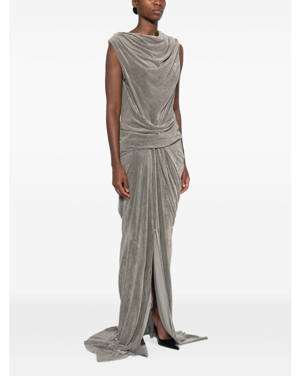 Rick Owens White Draped Maxi Dress