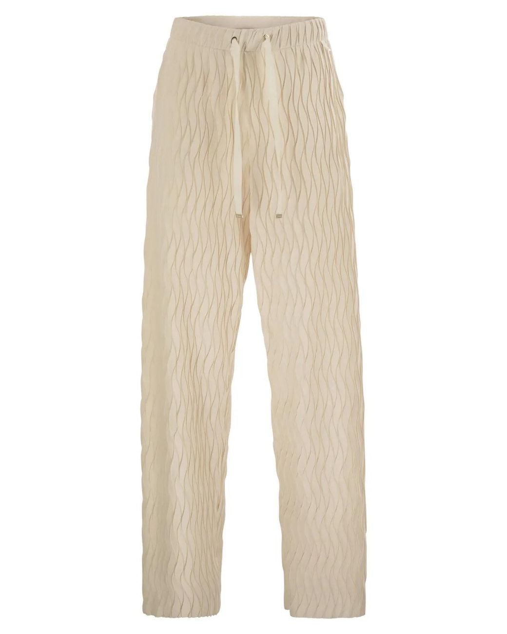 Herno Natural Trousers With Crumpled Effect