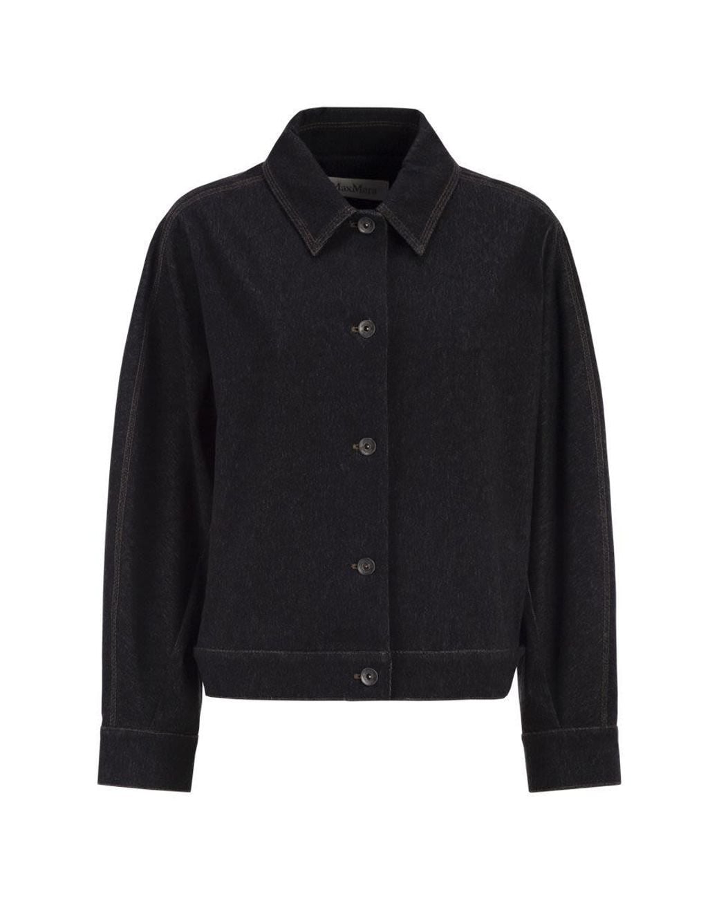 Max Mara Pure Black Denim Print Jersey Jacket