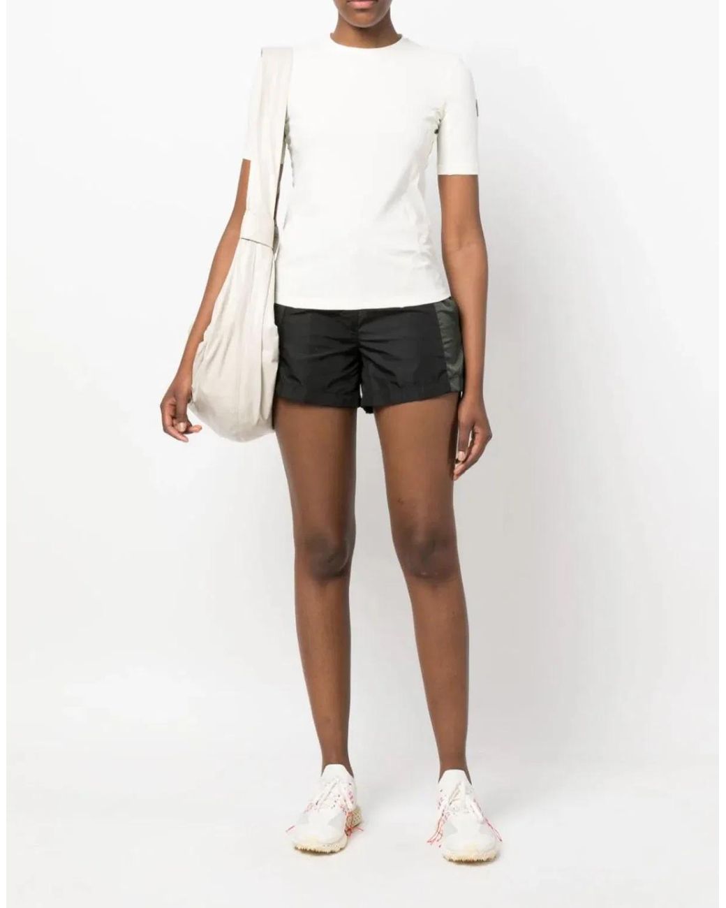 Moncler White Stretch Logo Print T-Shirt For