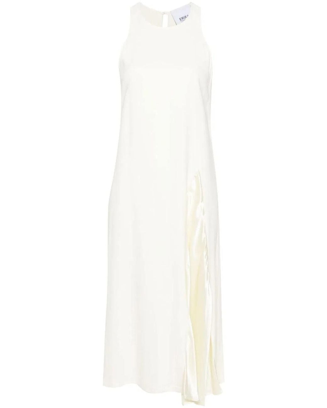 Erika Cavallini Semi Couture White Sleeveless Midi Dress