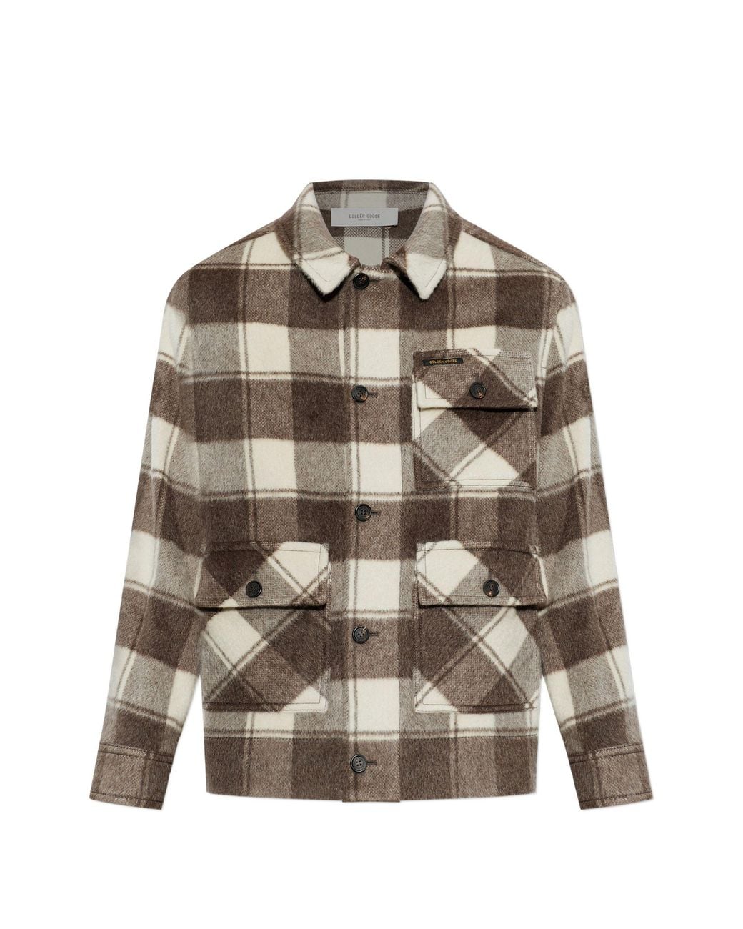Golden Goose Deluxe Brand Brown Check-Pattern Mohair-Blend Jacket for men