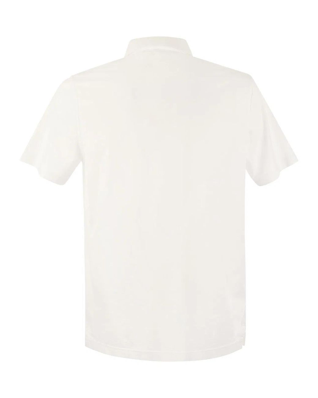 Fedeli White Cotton Polo Shirt With Open Collar for men