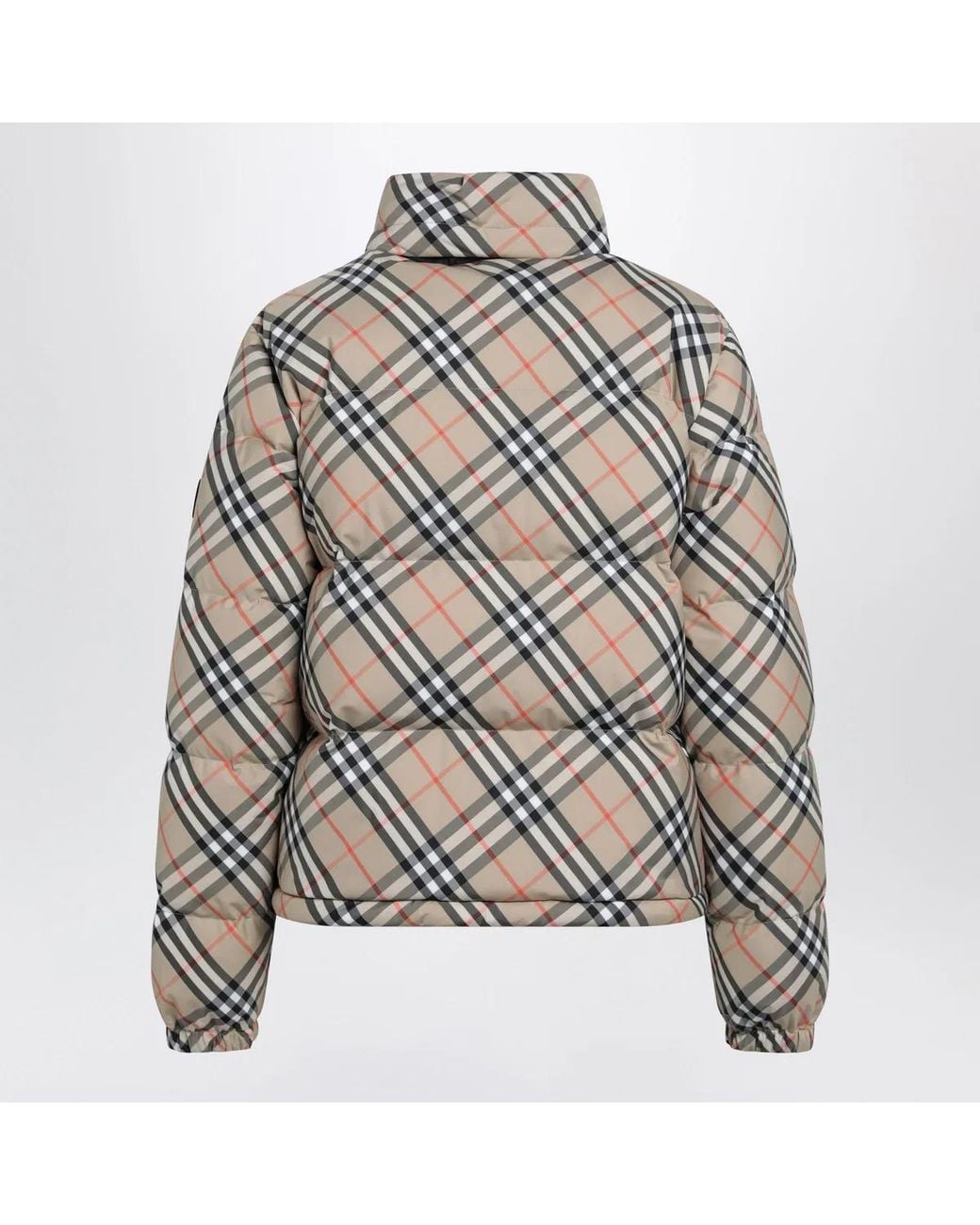 Burberry Gray Sand Check Ambleside Down Jacket