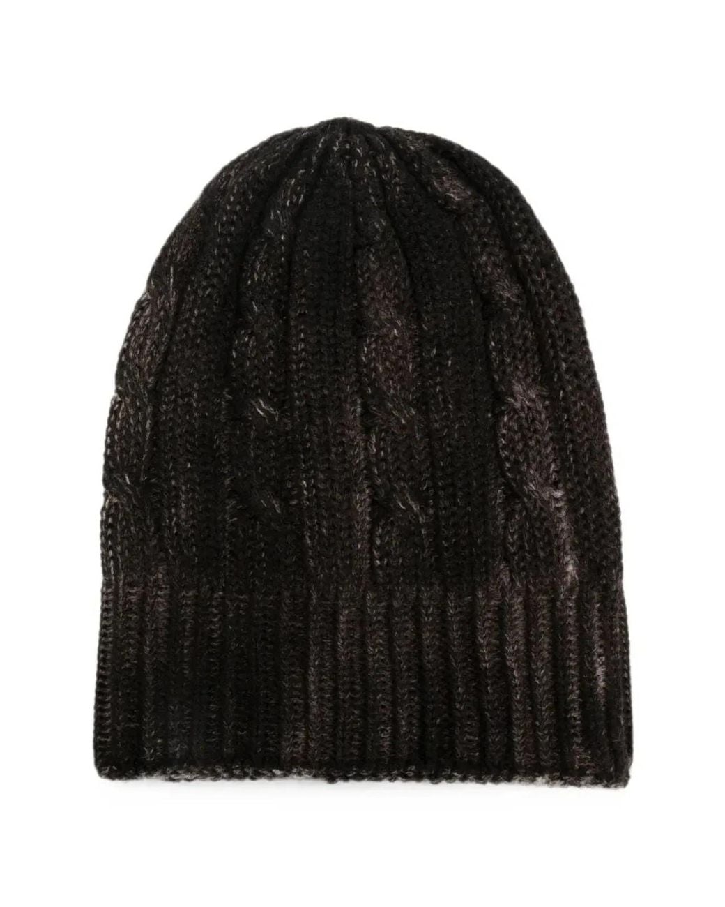 Avant Toi Black Hand Painted Cashmere Braided And Ribbed Hat for men