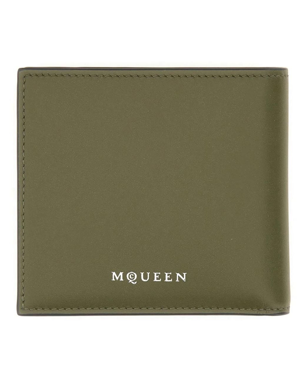 McQueen Green Calf Skin Wallets for men