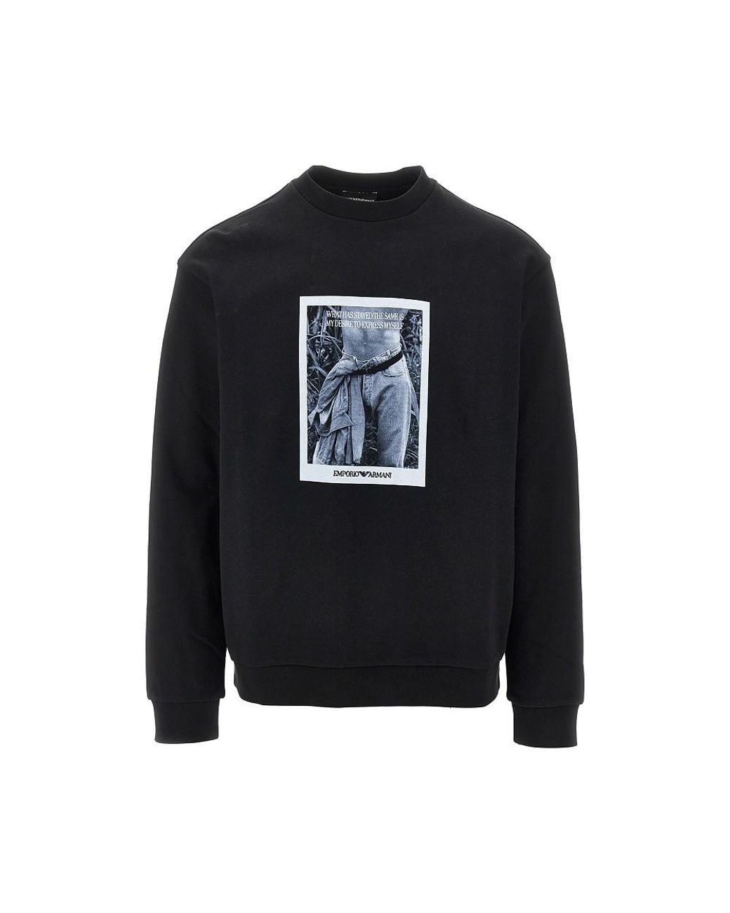 Emporio Armani Blue Logo Print Crewneck Sweatshirt for men