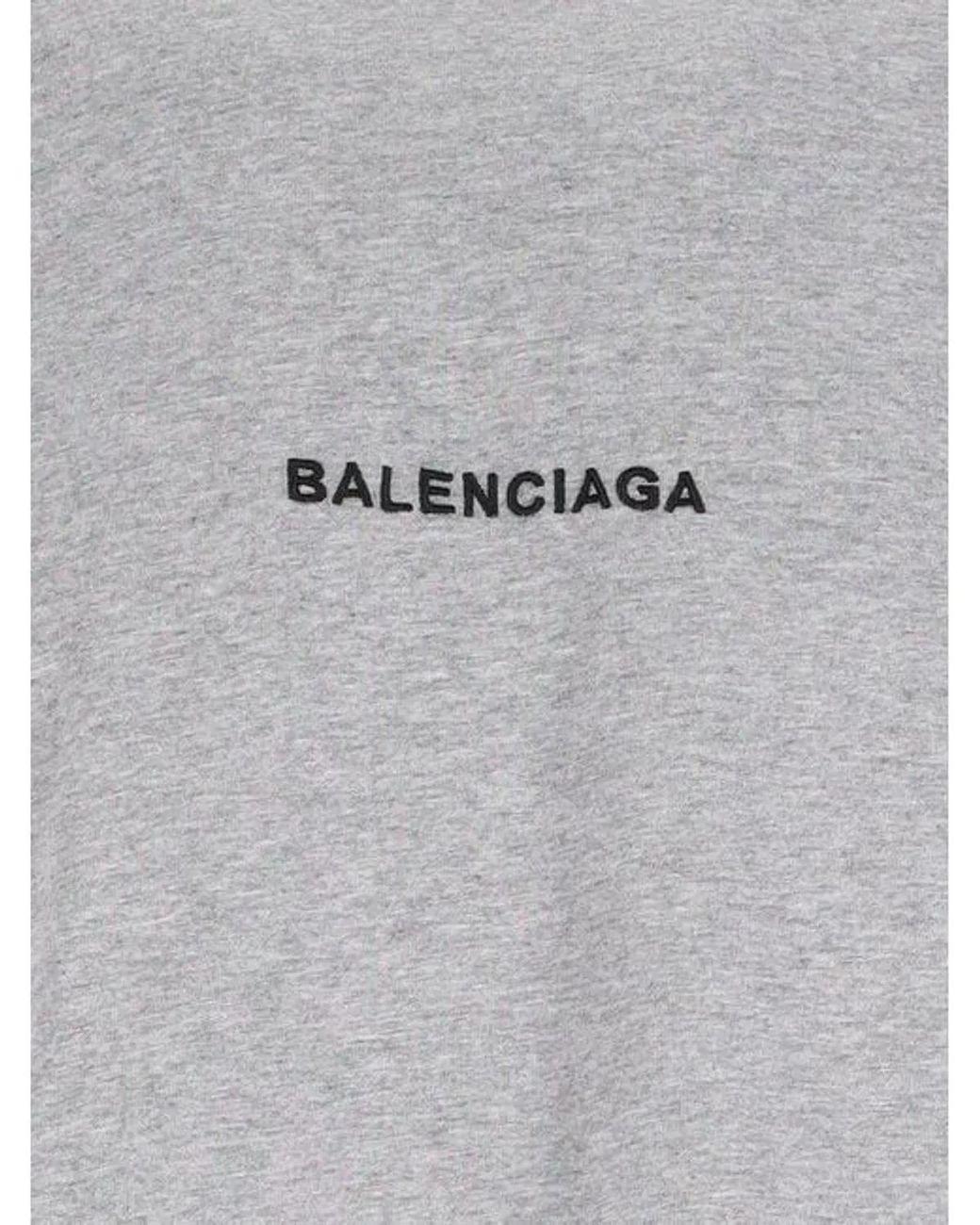Balenciaga Gray Cotton Crew-Neck T-Shirt for men