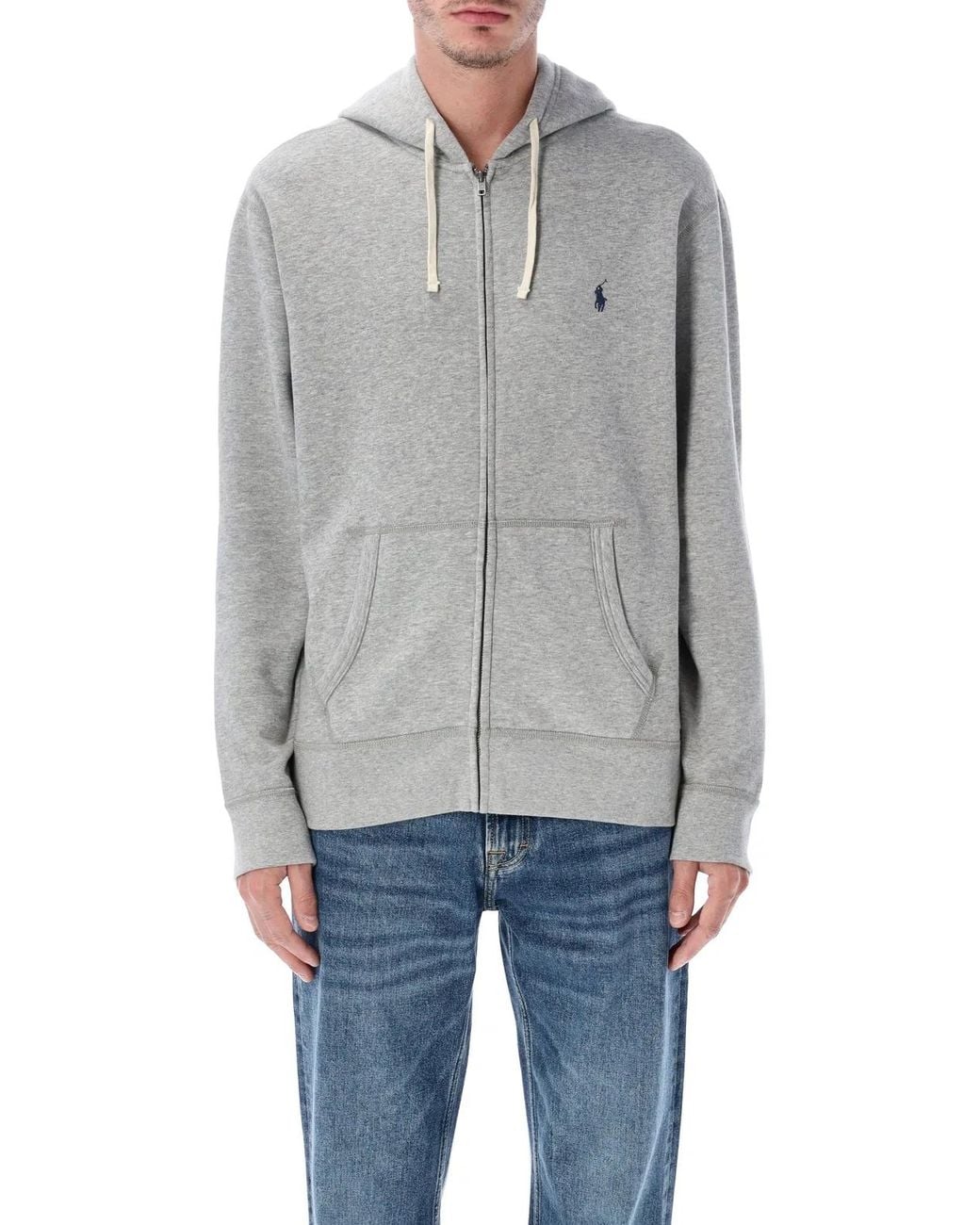 Polo Ralph Lauren Gray Cotton-Blend Zip Hoodie for men