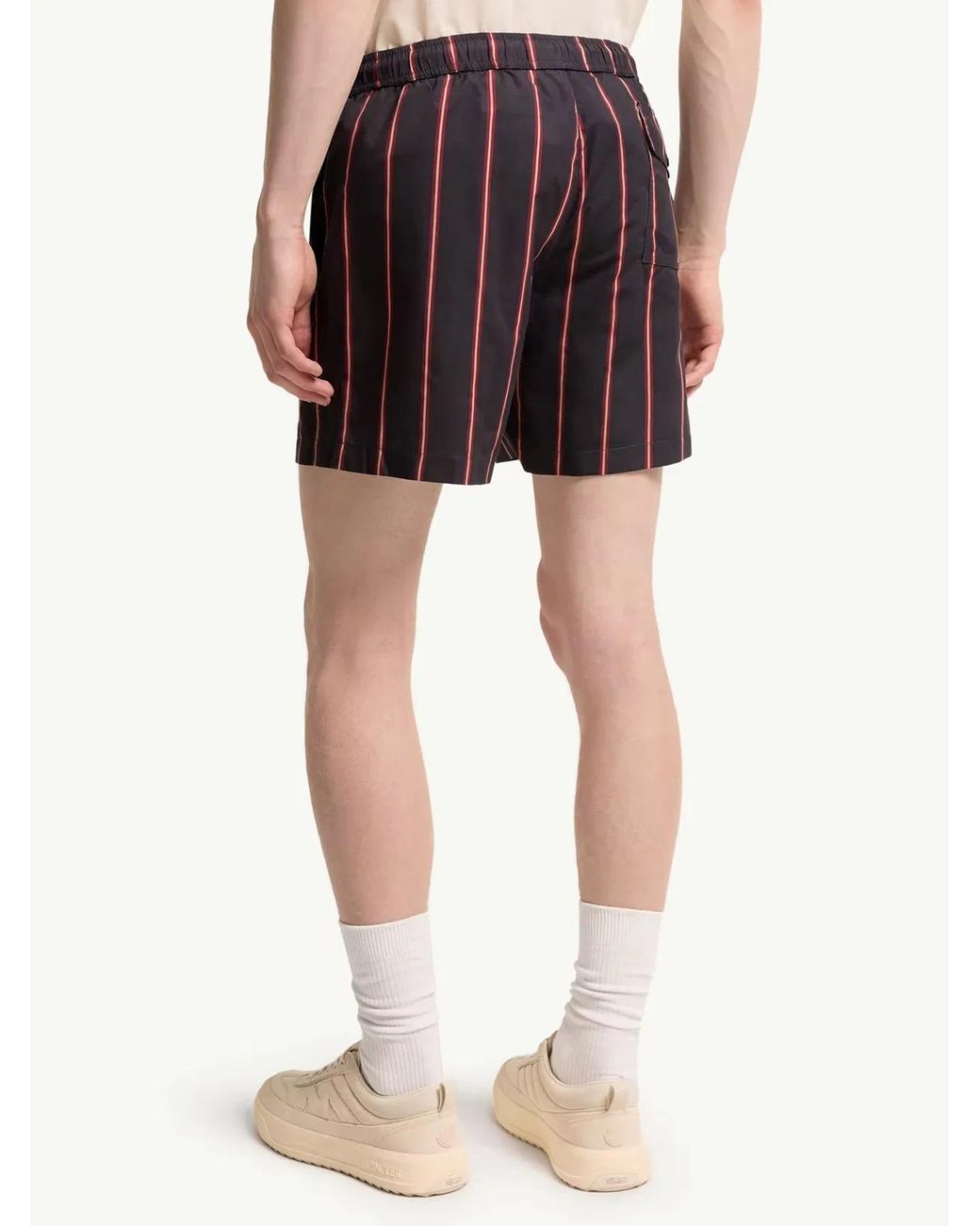 Moncler Gray Striped Swim Shorts for men