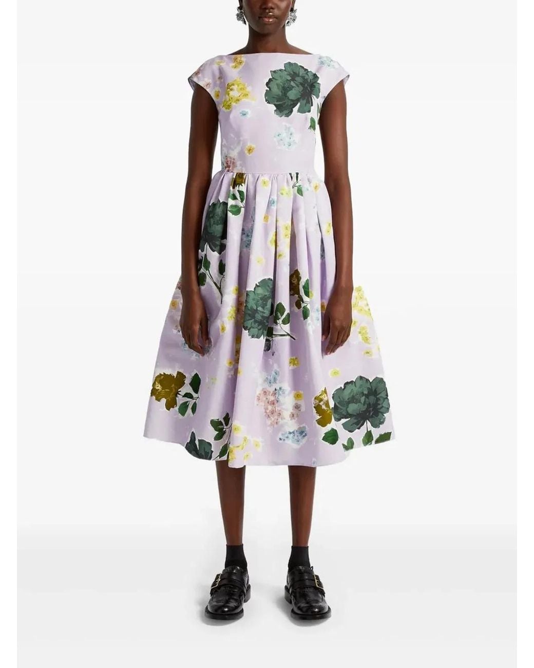 Erdem White Vestido Margot Flores Escote B