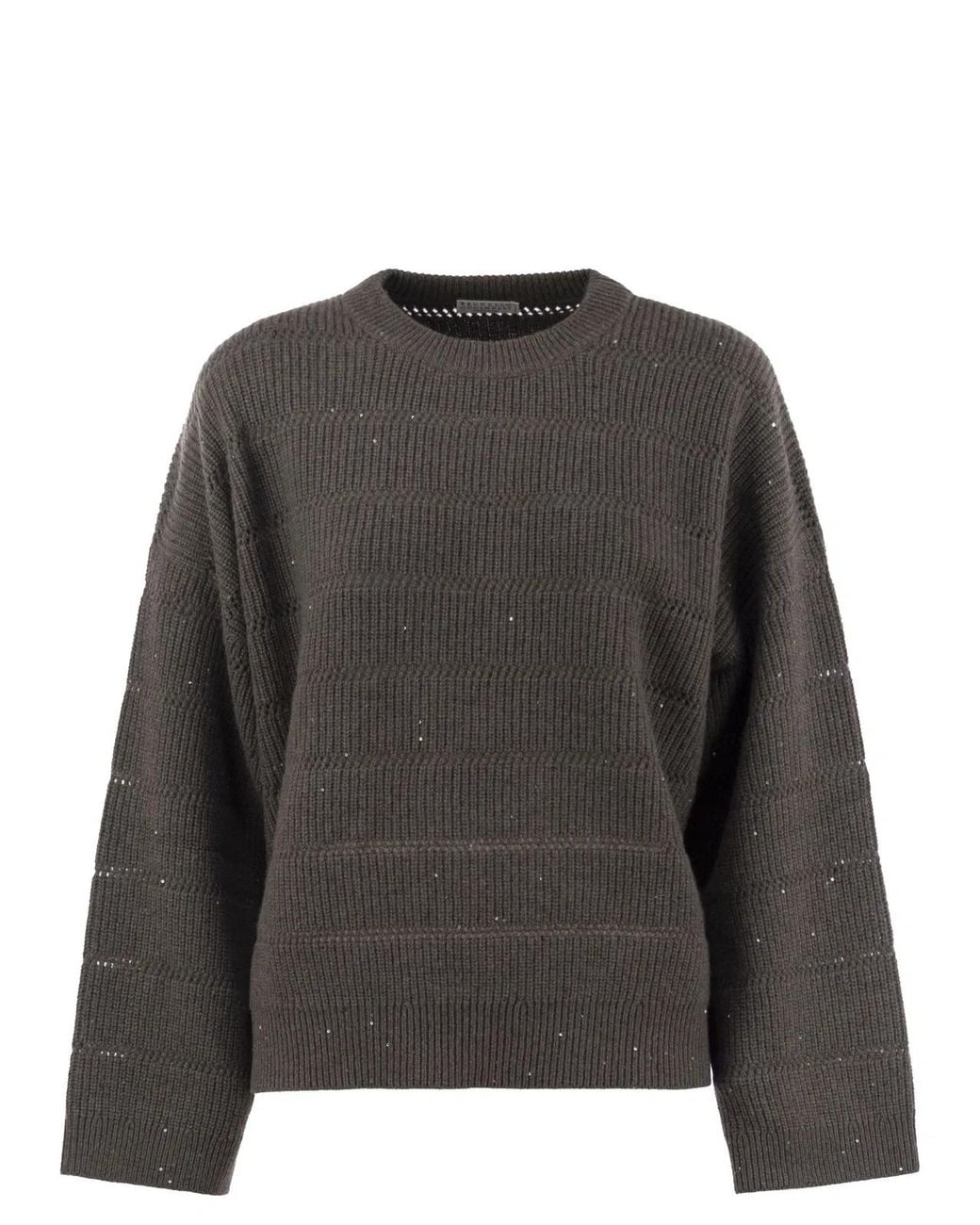 Brunello Cucinelli Black Cashmere And Wool Crew-Neck Sweater