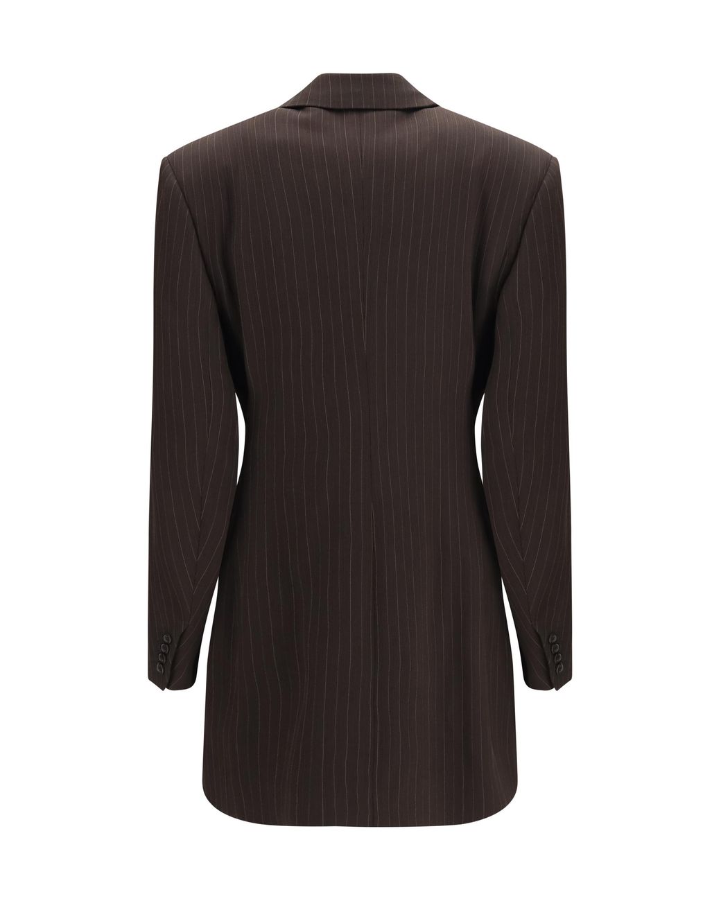 Saint Laurent Black Double-Breasted Pinstripe Mélange Wool Jacket