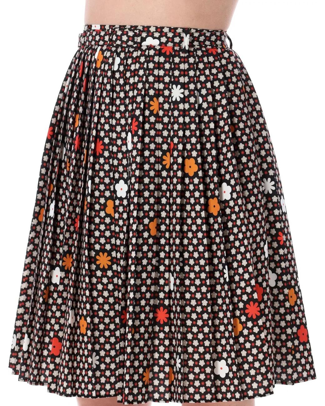 MM6 by Maison Margiela Black Plitted Skirt Flower