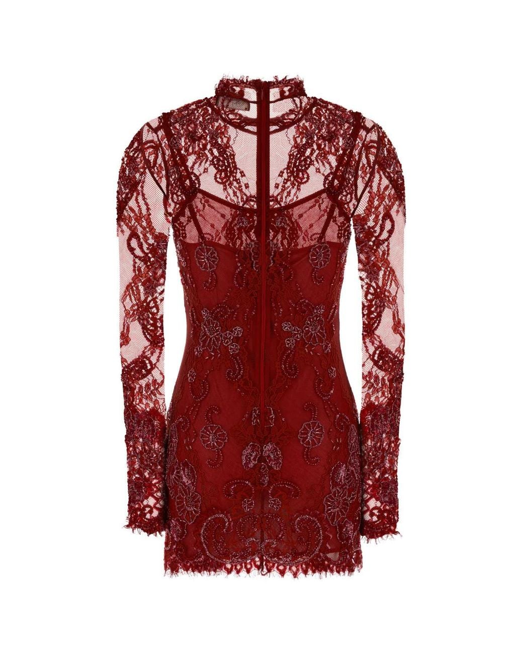 Blumarine Red Lace Mini Dress