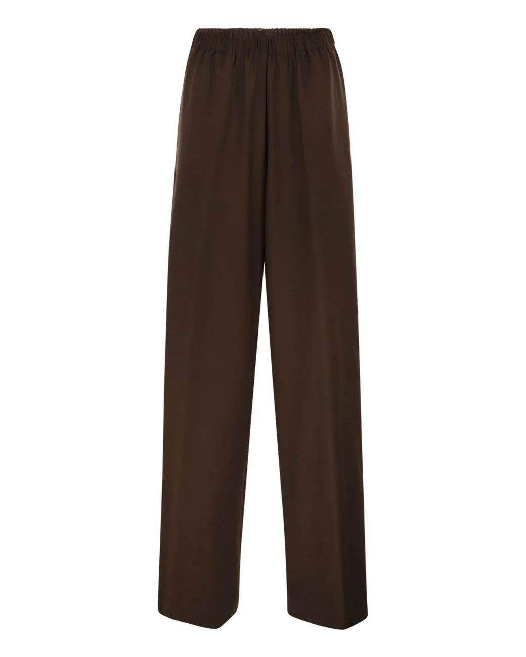 Fabiana Filippi Brown Wide-Leg Stretch Wool Trousers With Elasticated Waistband