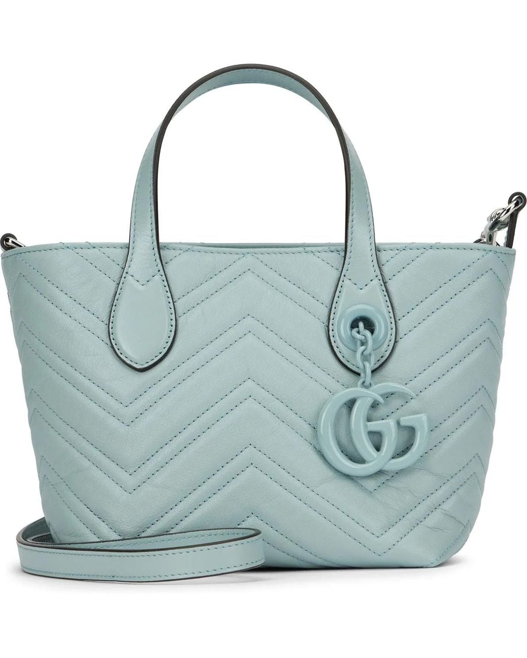Gucci Blue Pastel Light Leather Small Gg Marmont Handbag