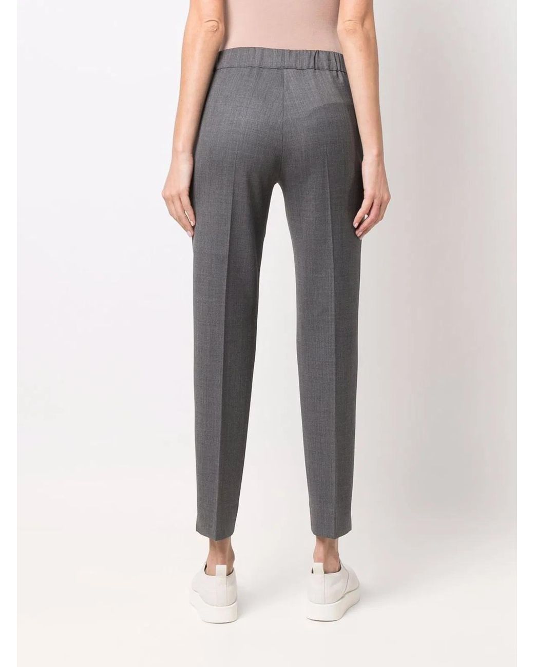 D.exterior Gray Virgin Wool-Blend Contrast Stitching Trousers