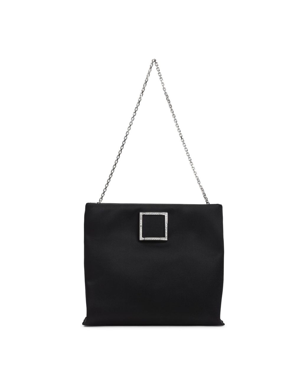 Roger Vivier Black Trompette Strass Soft Satin Clutch