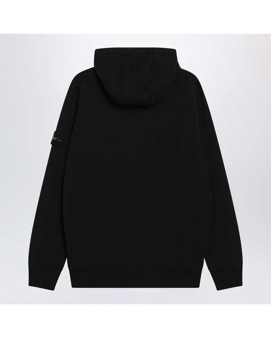 Stone Island Black Cotton Hoodie With Kangaroo Pocket And Logo Patch for men