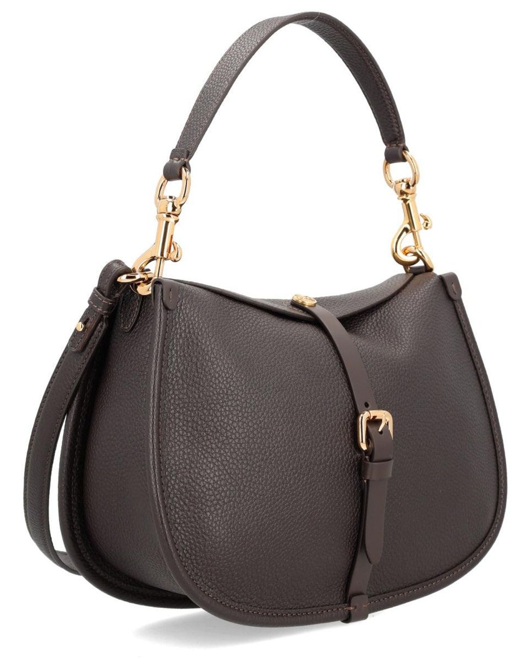 Etro Black Medium Grained Leather Shoulder Bag With Buckle