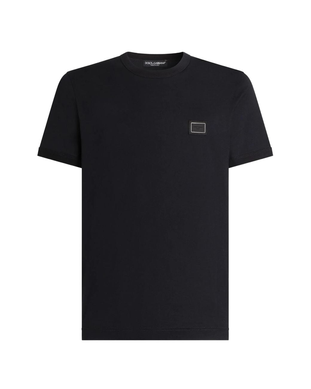 Dolce & Gabbana Black Dolce & Gabbana Cotton T-Shirt With Logo Plaque for men
