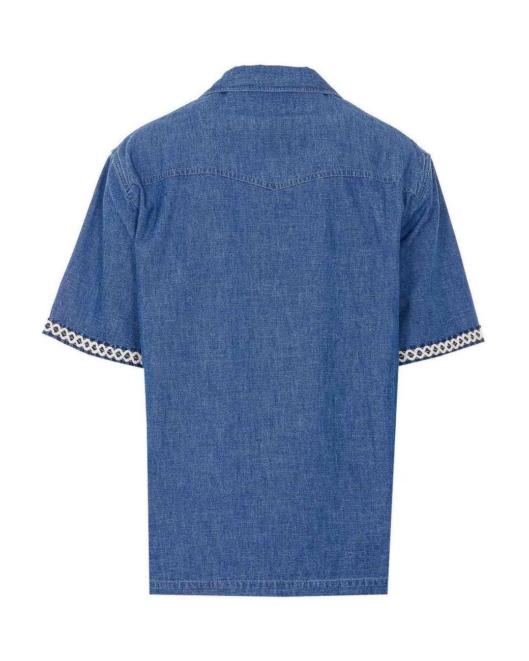 Valentino Garavani Blue Denim Shirt With Frontal Buttons Closure for men
