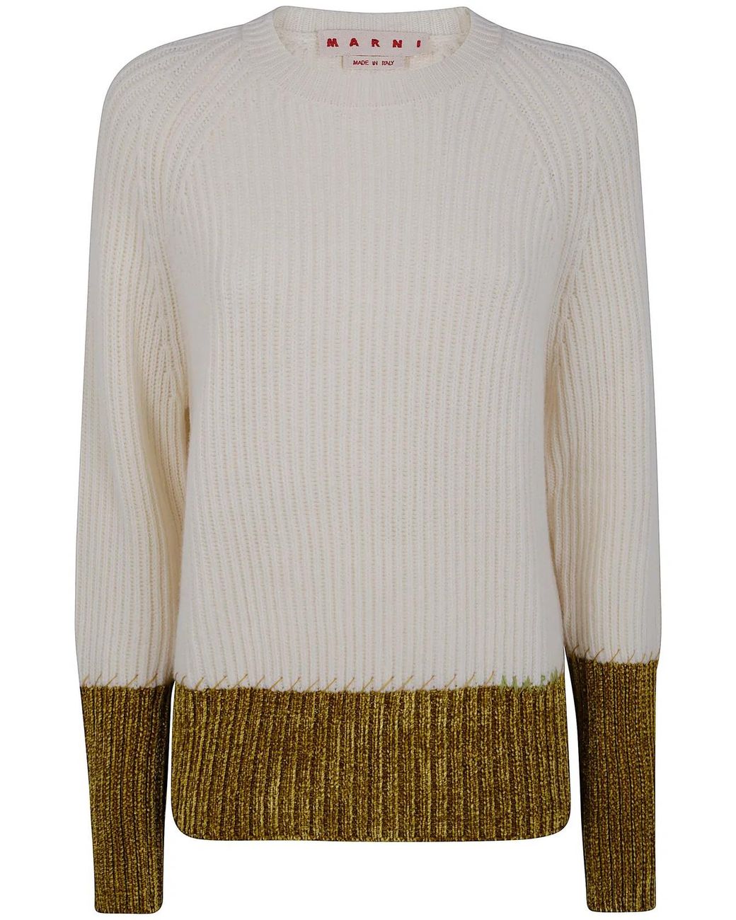 Marni Gray Ribbed Crew Wool Sweater
