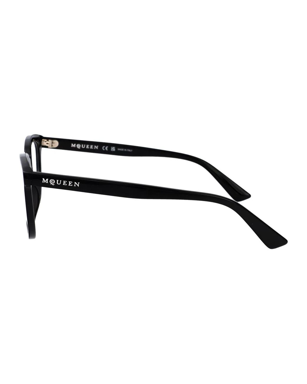 McQueen Black Transparent Recycled Acetate Glasses