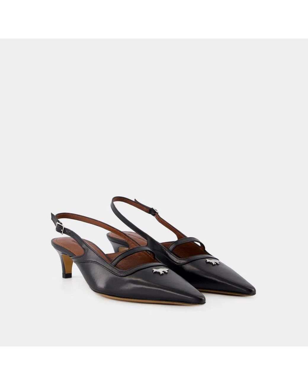 Maison Kitsuné Black Maison Kitsuné Pointy Sling Back