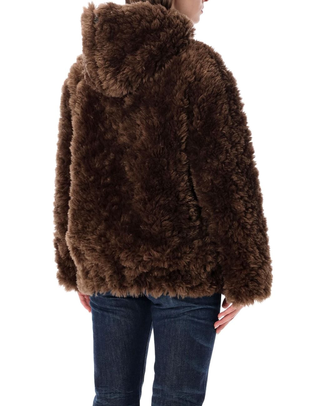 Urbancode Brown Hooded Bomber Fur